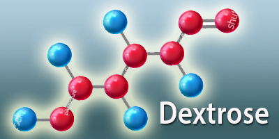 Dextrose molecule used in traditional Prolotherapy for treating musculoskeletal injuries.